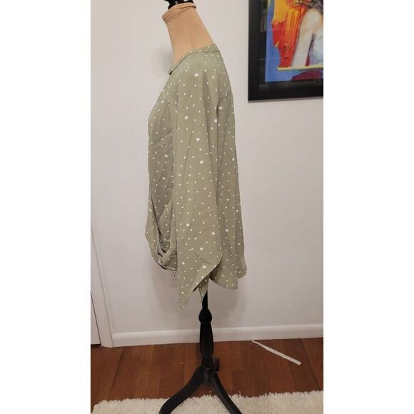 Oddy Faux Wrap Green Blouse Large - Picture 2 of 7